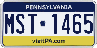 PA license plate MST1465