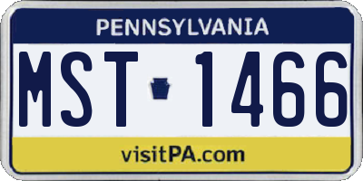 PA license plate MST1466