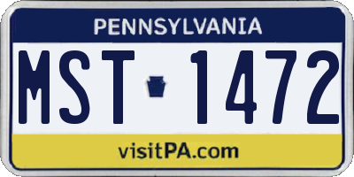 PA license plate MST1472