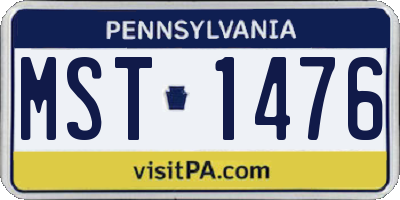 PA license plate MST1476