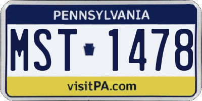 PA license plate MST1478