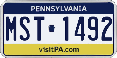 PA license plate MST1492