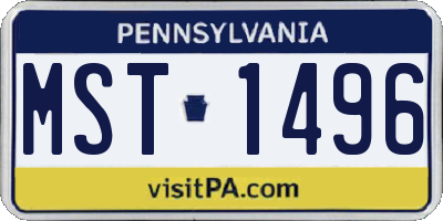 PA license plate MST1496