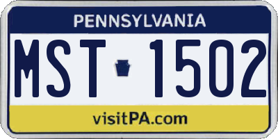 PA license plate MST1502