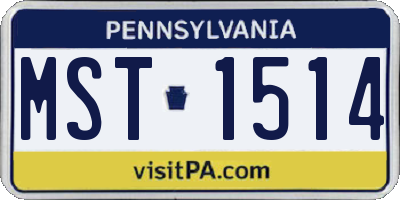 PA license plate MST1514