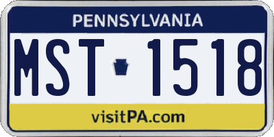 PA license plate MST1518