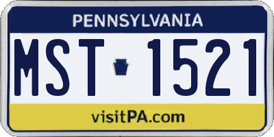 PA license plate MST1521