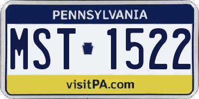 PA license plate MST1522