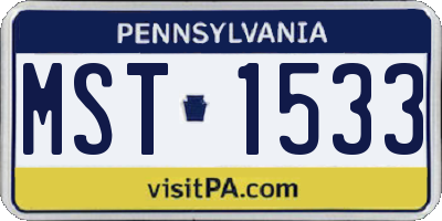PA license plate MST1533
