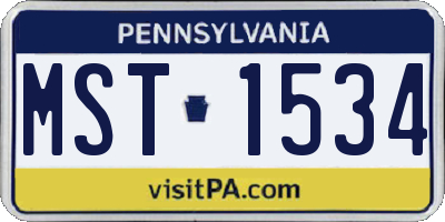 PA license plate MST1534