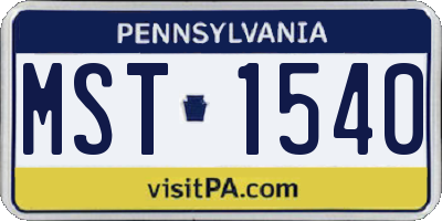 PA license plate MST1540