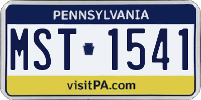 PA license plate MST1541