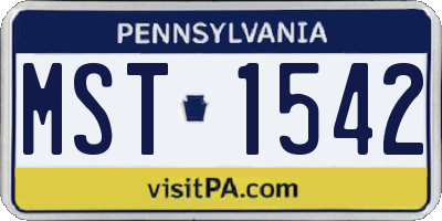 PA license plate MST1542