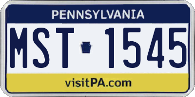 PA license plate MST1545