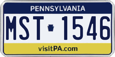 PA license plate MST1546
