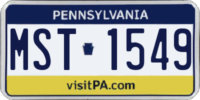 PA license plate MST1549