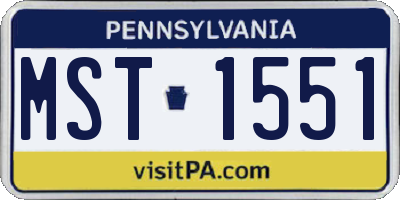 PA license plate MST1551