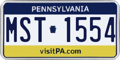 PA license plate MST1554