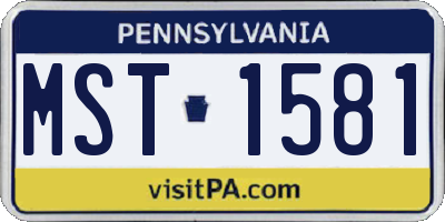 PA license plate MST1581