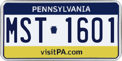 PA license plate MST1601