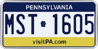 PA license plate MST1605