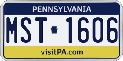 PA license plate MST1606