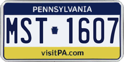 PA license plate MST1607