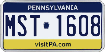 PA license plate MST1608