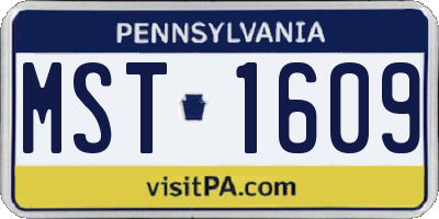 PA license plate MST1609