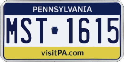 PA license plate MST1615