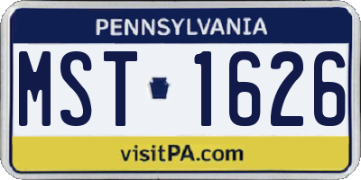 PA license plate MST1626