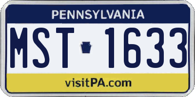 PA license plate MST1633