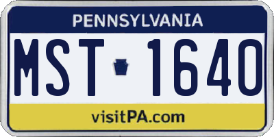 PA license plate MST1640