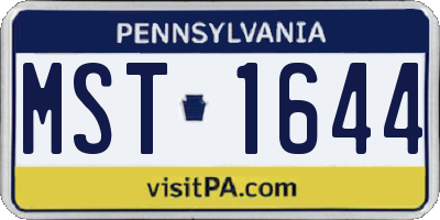 PA license plate MST1644