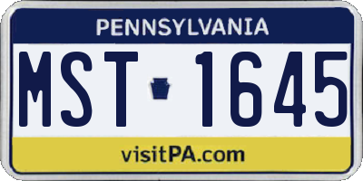 PA license plate MST1645