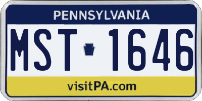 PA license plate MST1646