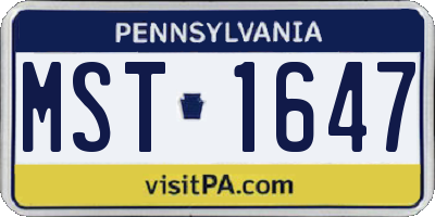 PA license plate MST1647