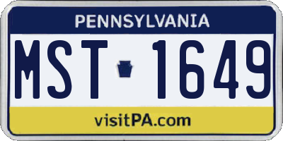 PA license plate MST1649