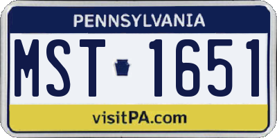 PA license plate MST1651