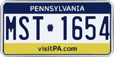 PA license plate MST1654