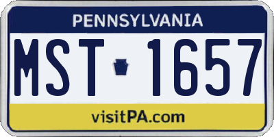 PA license plate MST1657
