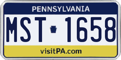 PA license plate MST1658