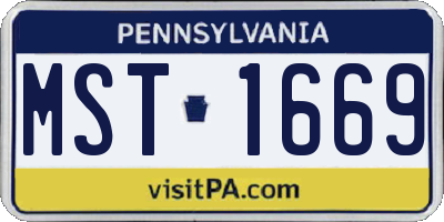 PA license plate MST1669