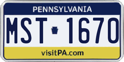 PA license plate MST1670