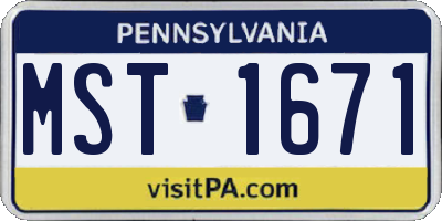 PA license plate MST1671
