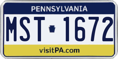 PA license plate MST1672