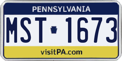 PA license plate MST1673