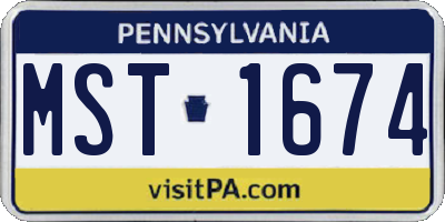 PA license plate MST1674