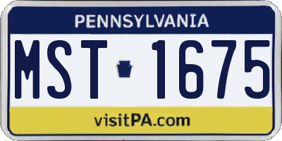 PA license plate MST1675