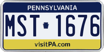 PA license plate MST1676